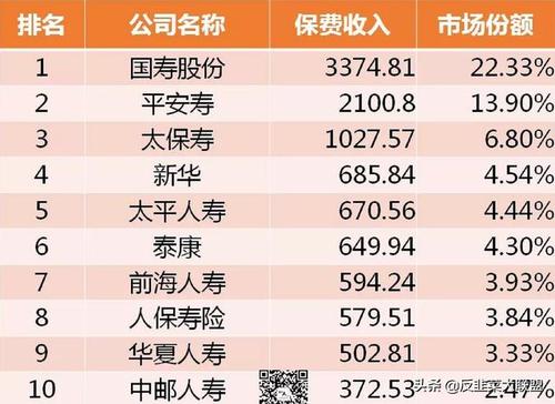 中国的保险公司排行榜