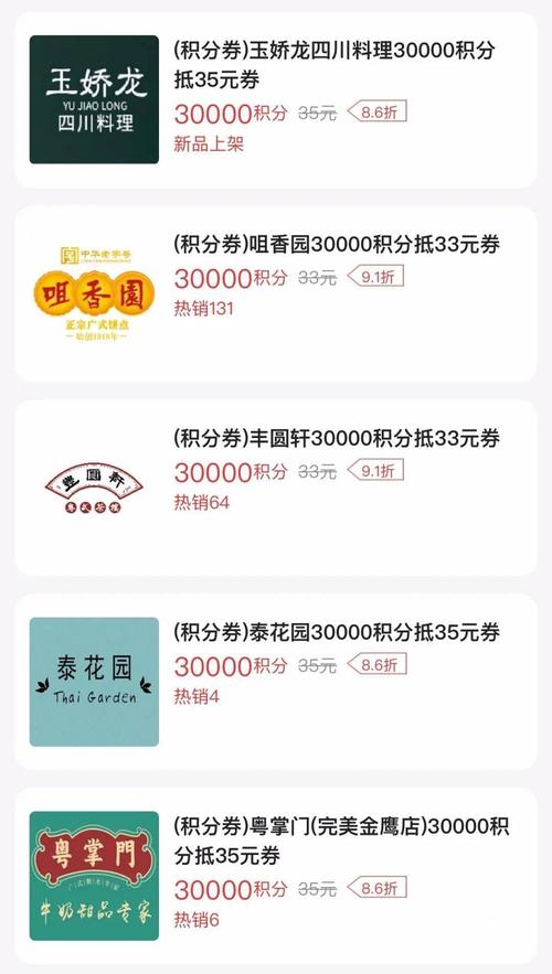 信用卡积分兑换合作商家