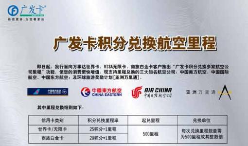 信用卡积分兑换航空里程怎么用